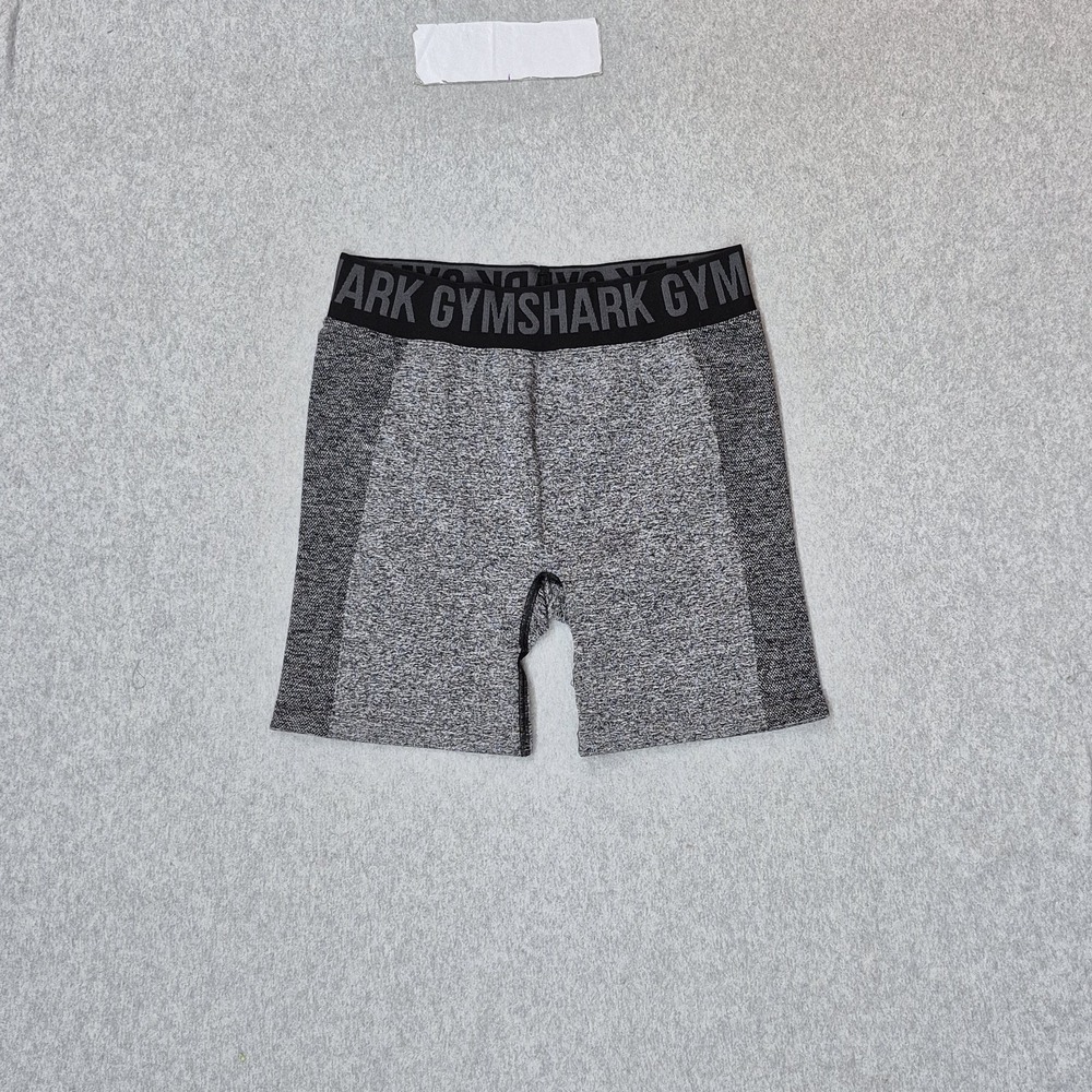 Gymshark Women Activewear Shorts L Gray Colorblock Biker Logo 5" Inseam